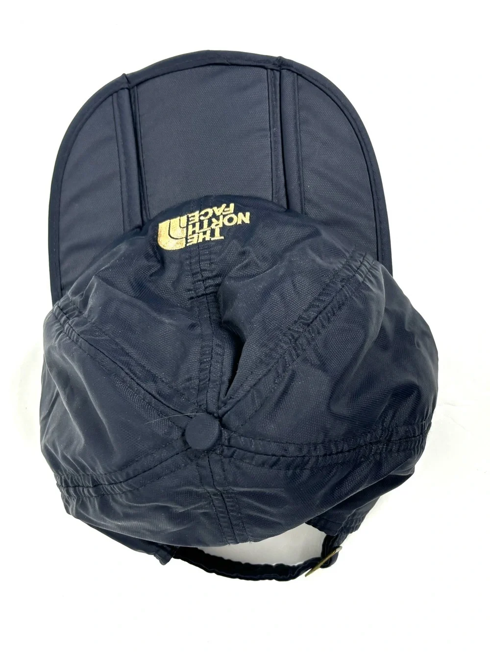 The North Face Strapback Hat Cap Folding Brim Packable Blue Logo Adjustable